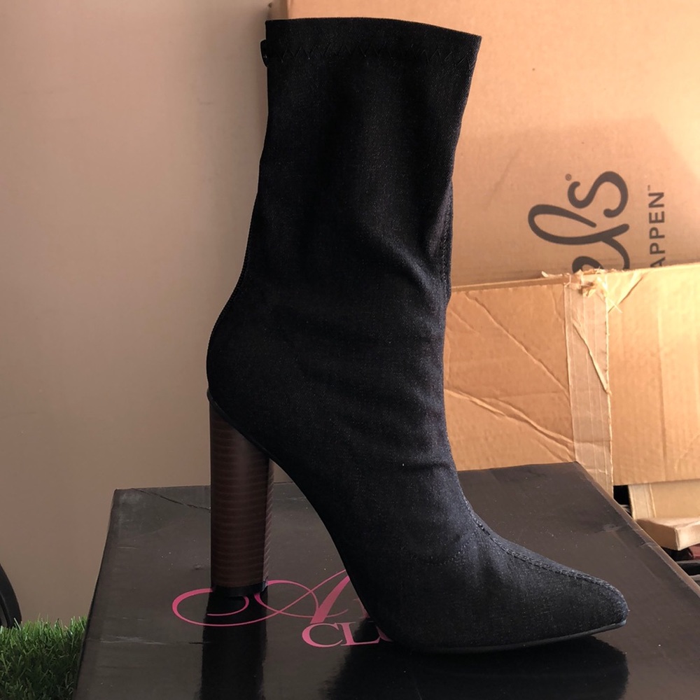 Dark wash ankle booties